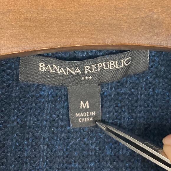 Nwot BANANA REPUBLIC Cardigan Sweater Men M Navy Knit Shawl-Collar Long-Slv - Picture 3 of 10